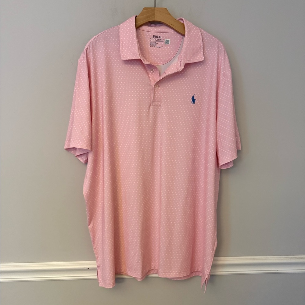 Polo Ralph Lauren pink Classic Fit Dot Performance Polo Shirt. XL - Picture 2 of 6